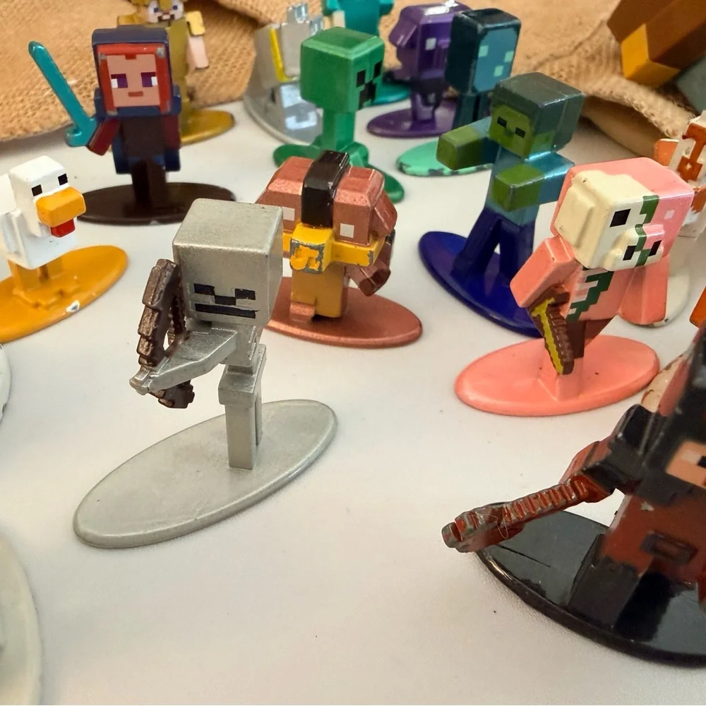 Mojang Minecraft Mini Metal Figures Jada Toys Inc. Lot Of 27 Used People Animals